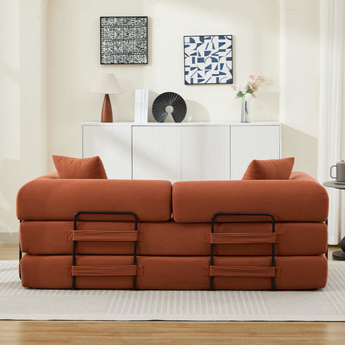 78.5 Inch Corduroy Convertible Sofa Bed with Two Pillows