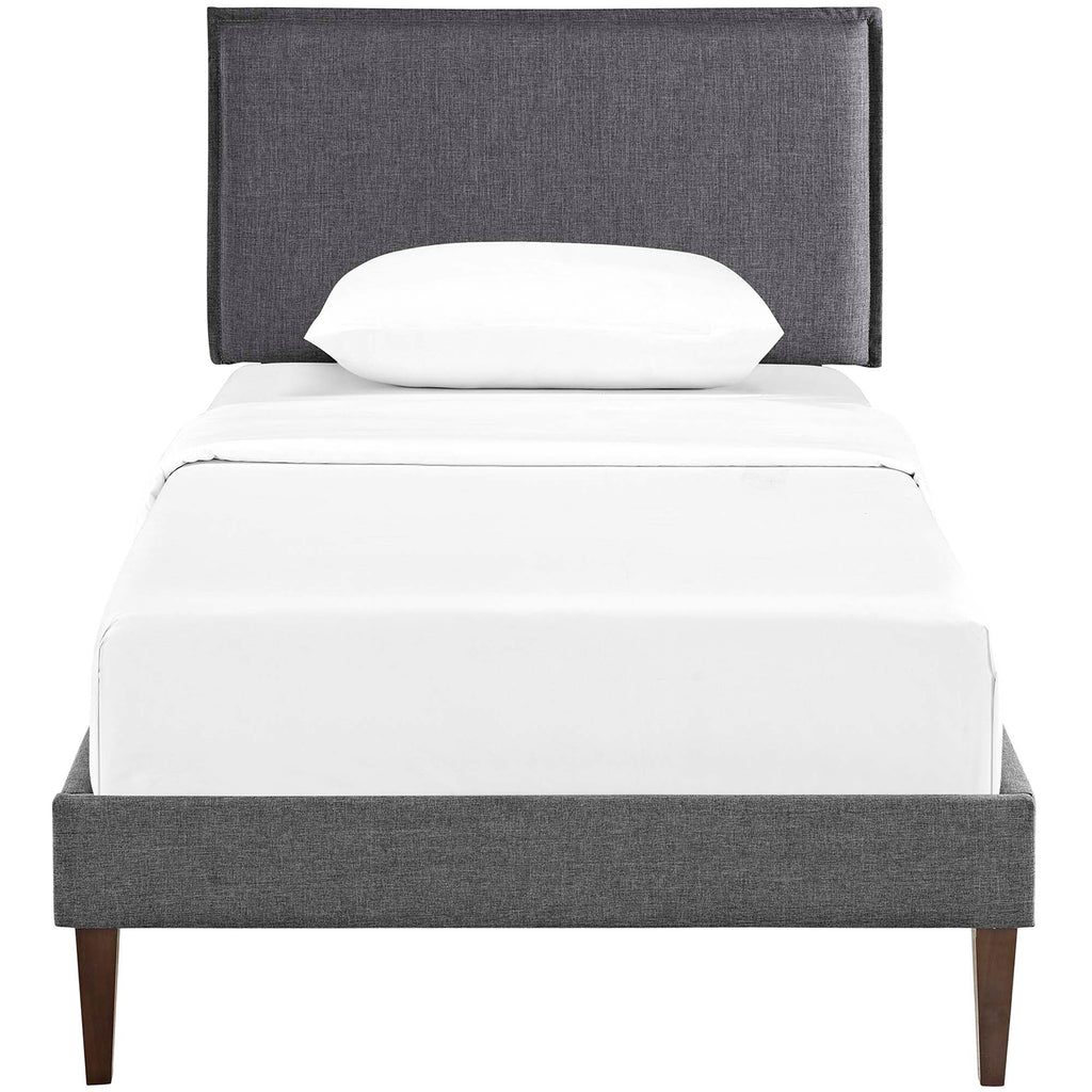 Amaris Upholstered Twin Platform Bed with Tapered Wood Legs