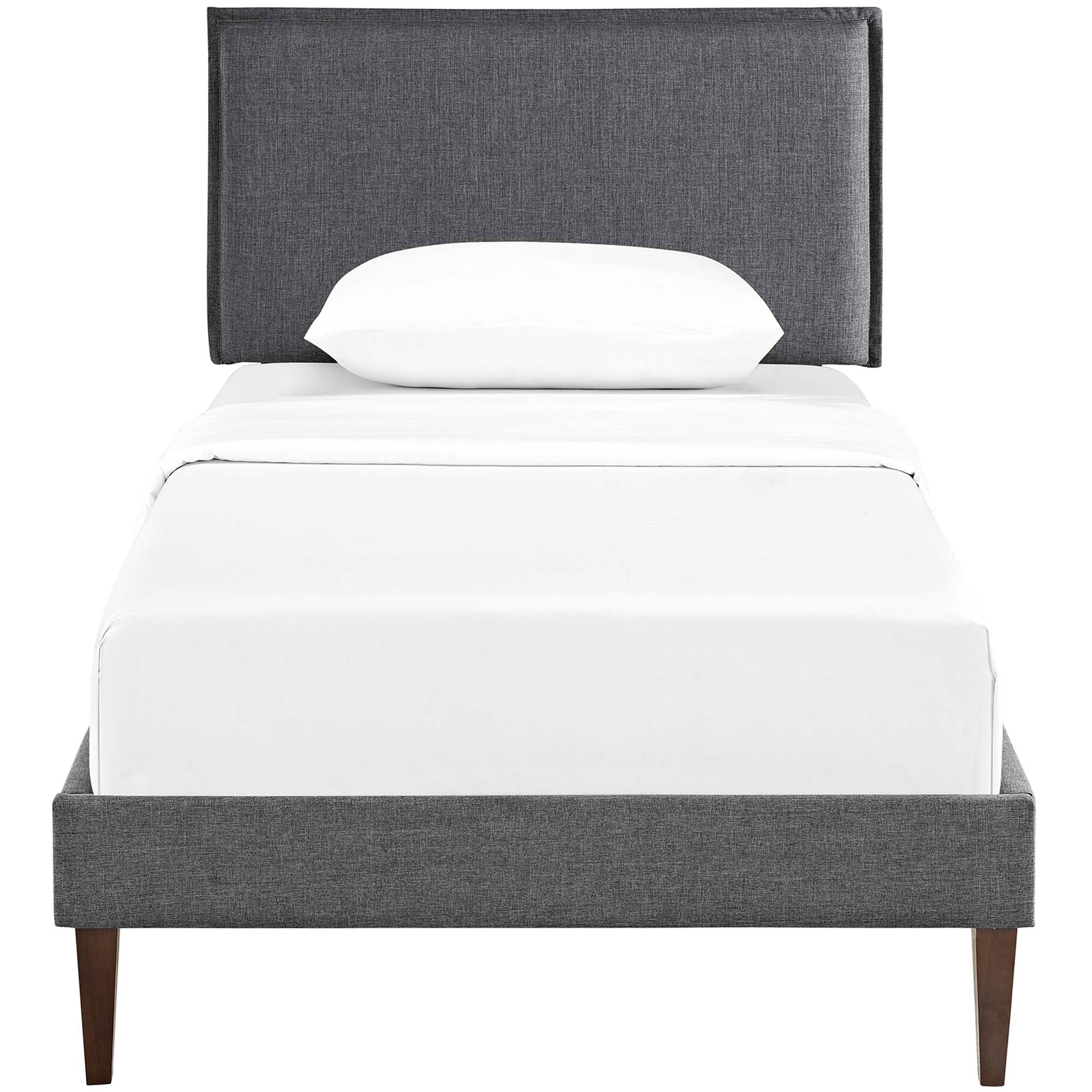 Amaris Upholstered Twin Platform Bed with Tapered Wood Legs