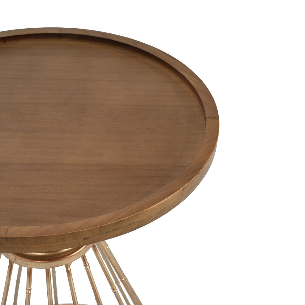 Hollow Edge Art Pine Side Table with Antique Gold Frame