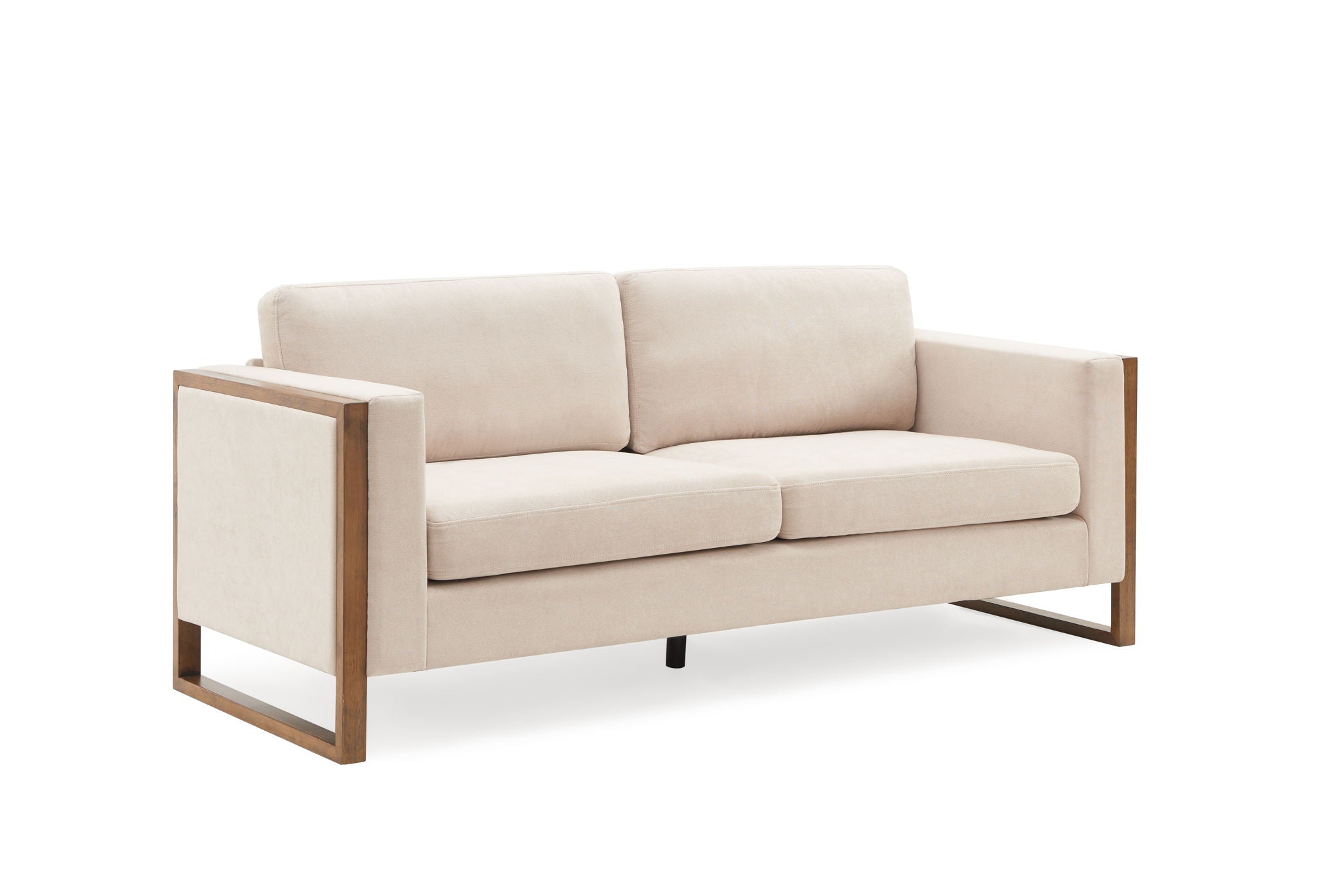 Three-Seater Modern Sofa with Solid Wood Legs and Foam Cushions