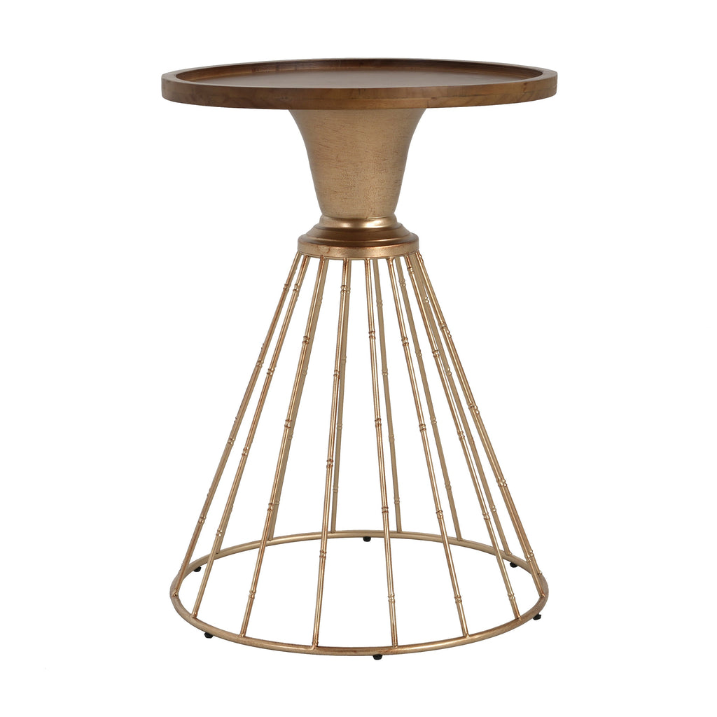 Hollow Edge Art Pine Side Table with Antique Gold Frame
