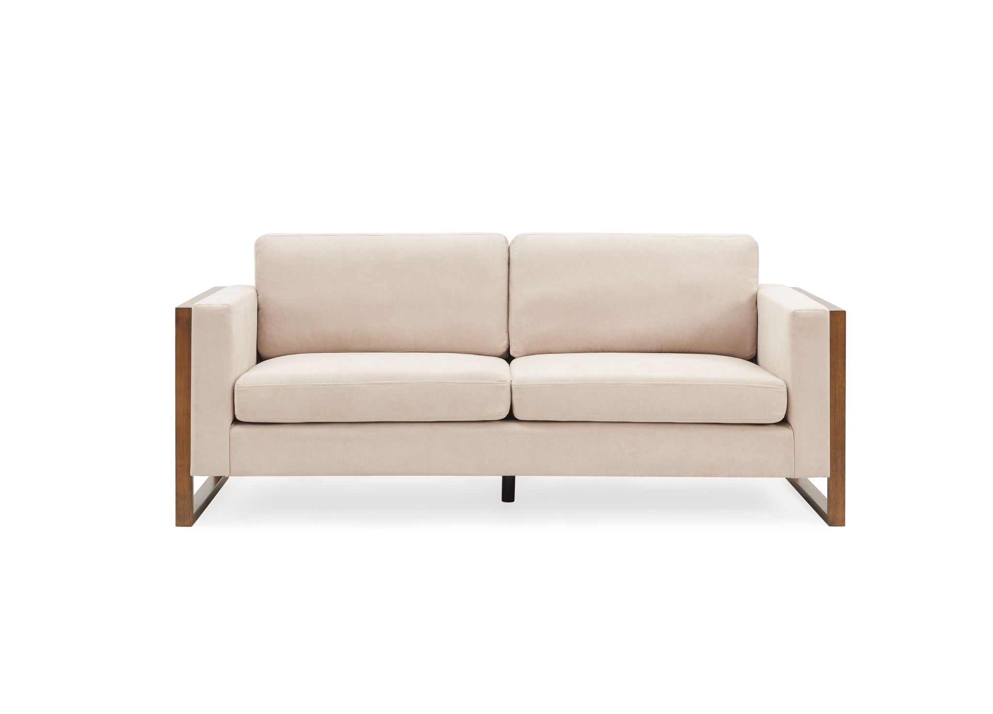Three-Seater Modern Sofa with Solid Wood Legs and Foam Cushions