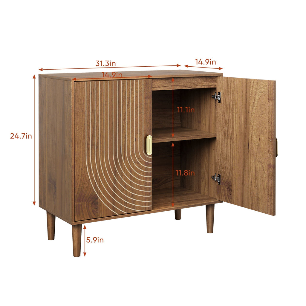 Line Groove Storage Buffet Cabinet for Living Room and Kitchen