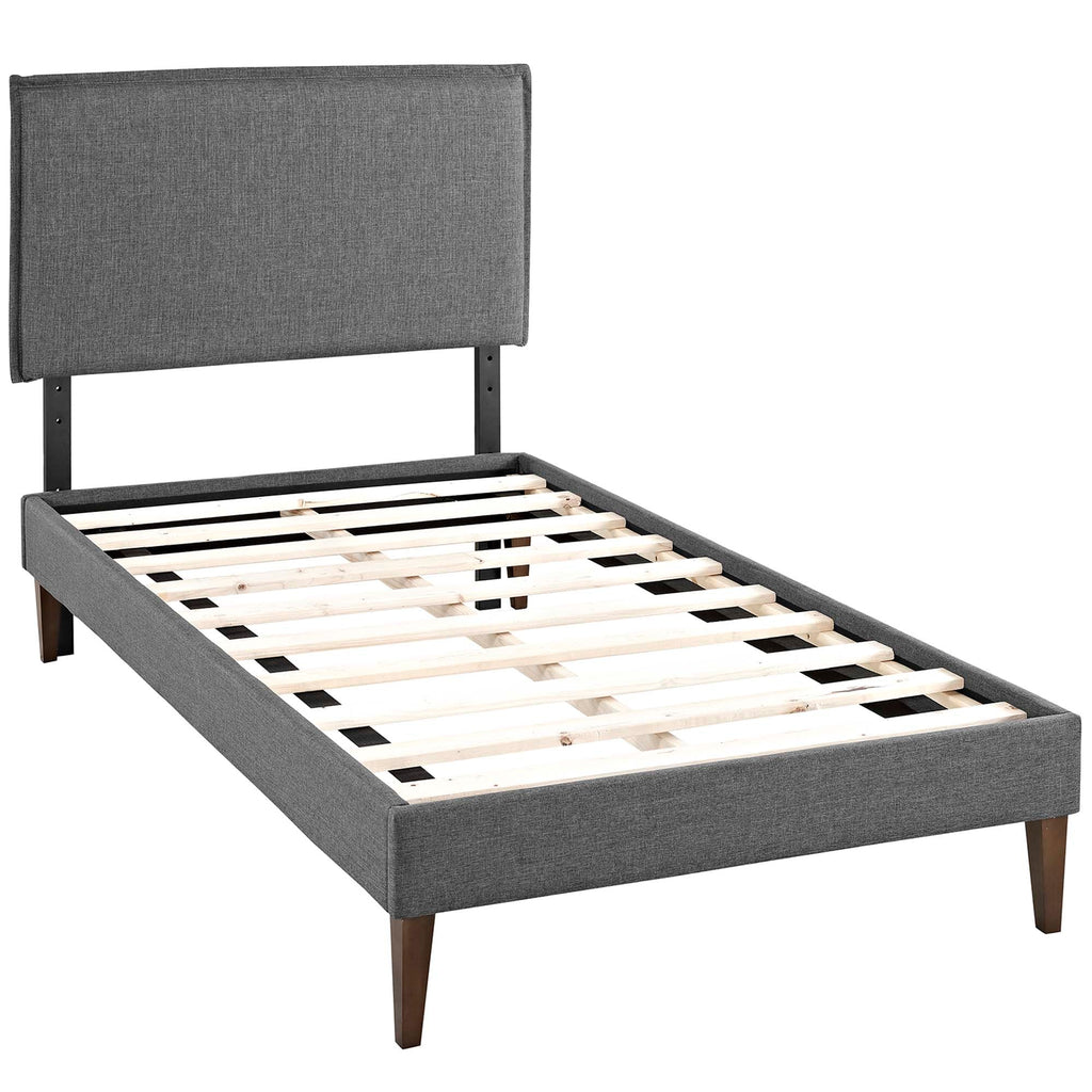 Amaris Upholstered Twin Platform Bed with Tapered Wood Legs