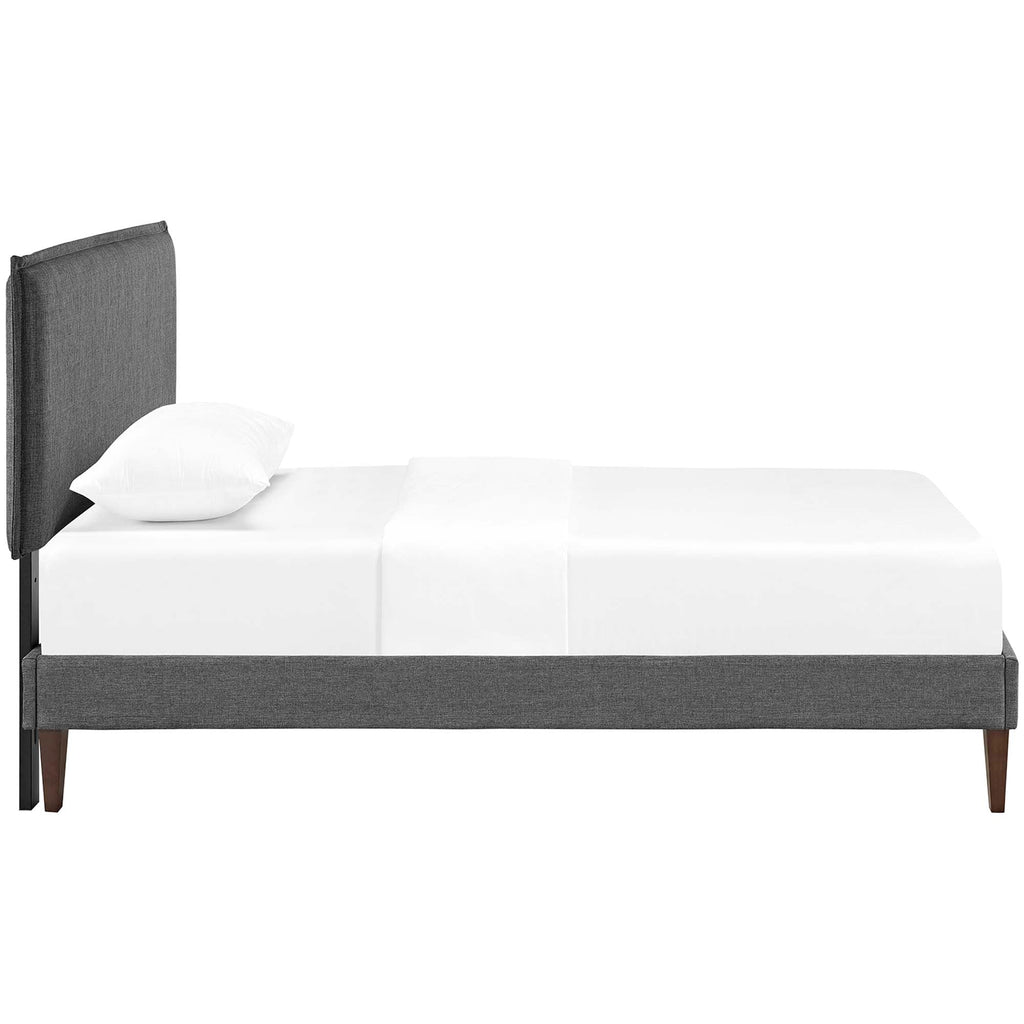 Amaris Upholstered Twin Platform Bed with Tapered Wood Legs