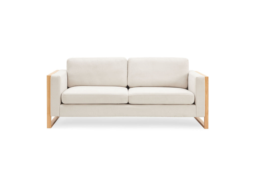 Three-Seater Modern Sofa with Solid Wood Legs and Foam Cushions