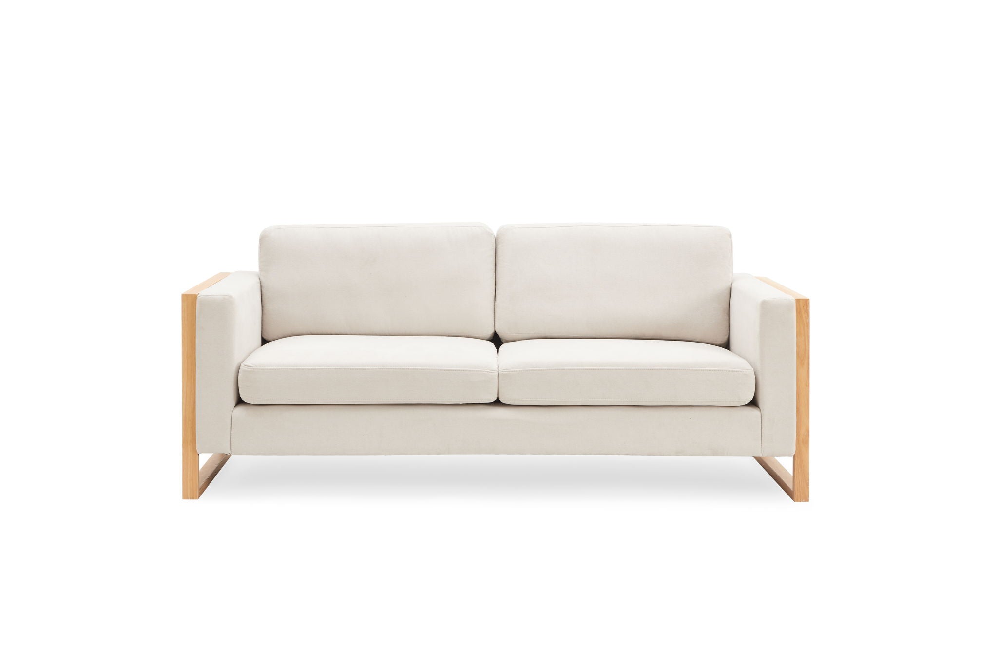Three-Seater Modern Sofa with Solid Wood Legs and Foam Cushions