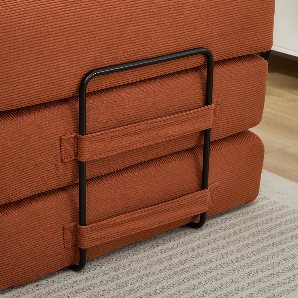 78.5 Inch Corduroy Convertible Sofa Bed with Two Pillows
