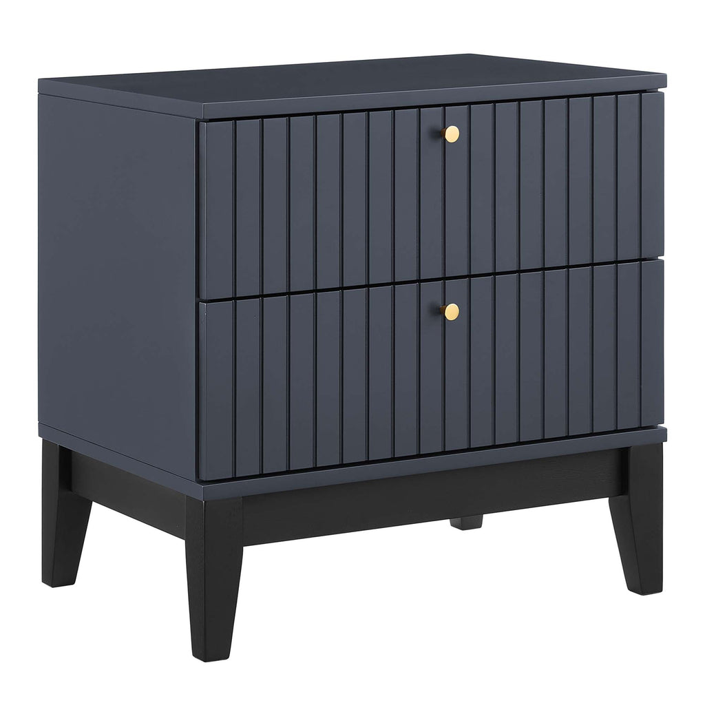 Dakota Two-Drawer Nightstand with Brass Hardware in Blue