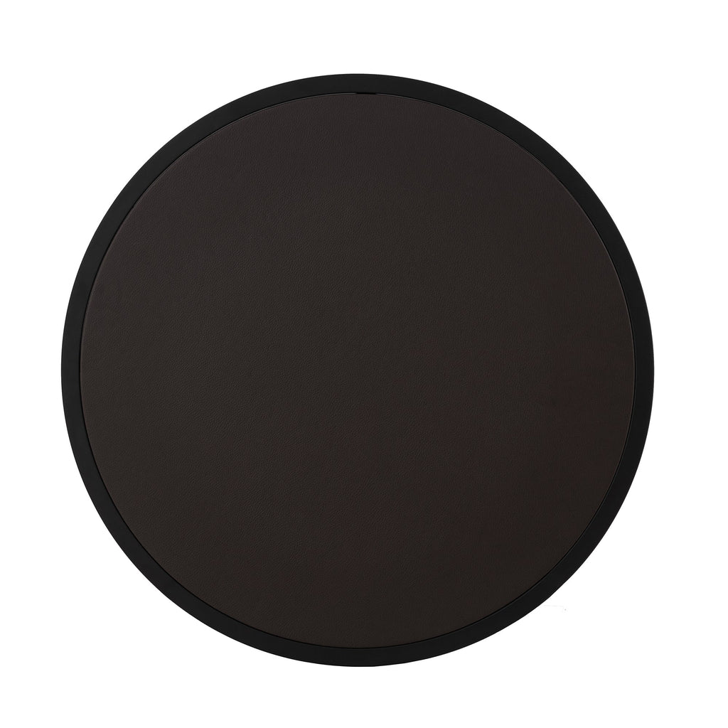 Dark Brown Faux Leather Nesting Round Coffee Table Set, Two Piece