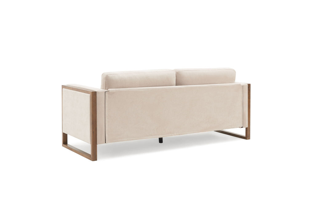 Three-Seater Modern Sofa with Solid Wood Legs and Foam Cushions