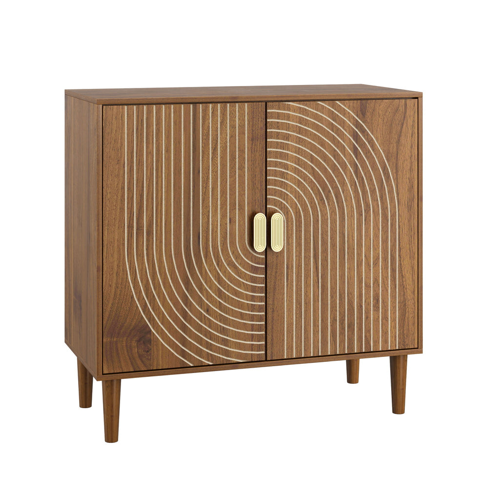 Buffet Cabinet with Line Groove Design and Storage