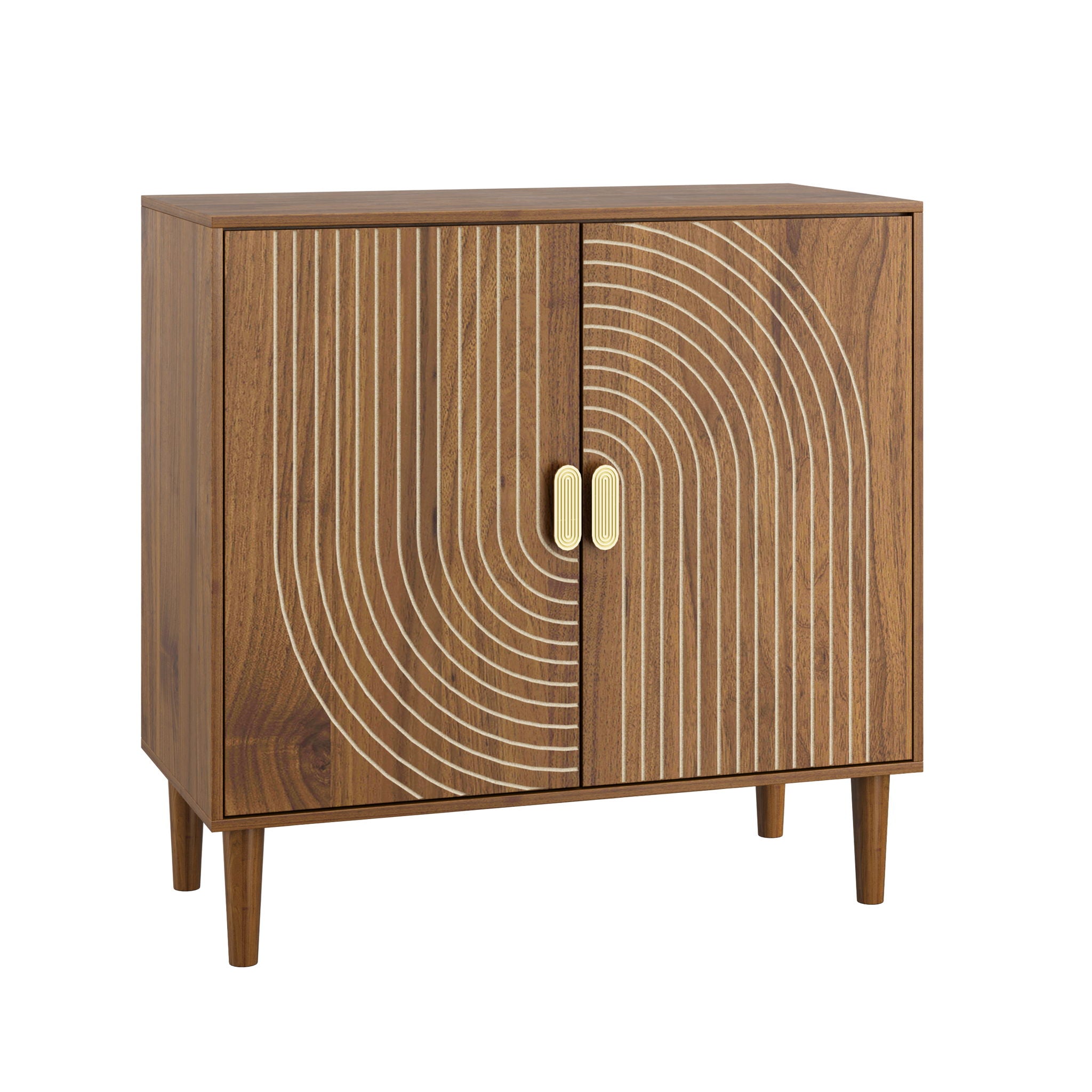 Buffet Cabinet with Line Groove Design and Storage