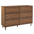 Vespera Wave-Design Six-Drawer Dresser in Walnut