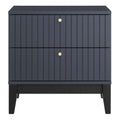 Dakota Two-Drawer Nightstand with Brass Hardware in Blue