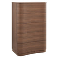 Mirae Curved Five-Drawer Tall Dresser in Brushed Brown Oak