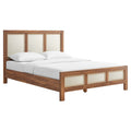Capri Mid-Century Queen Platform Bed with Wood Grain Headboard