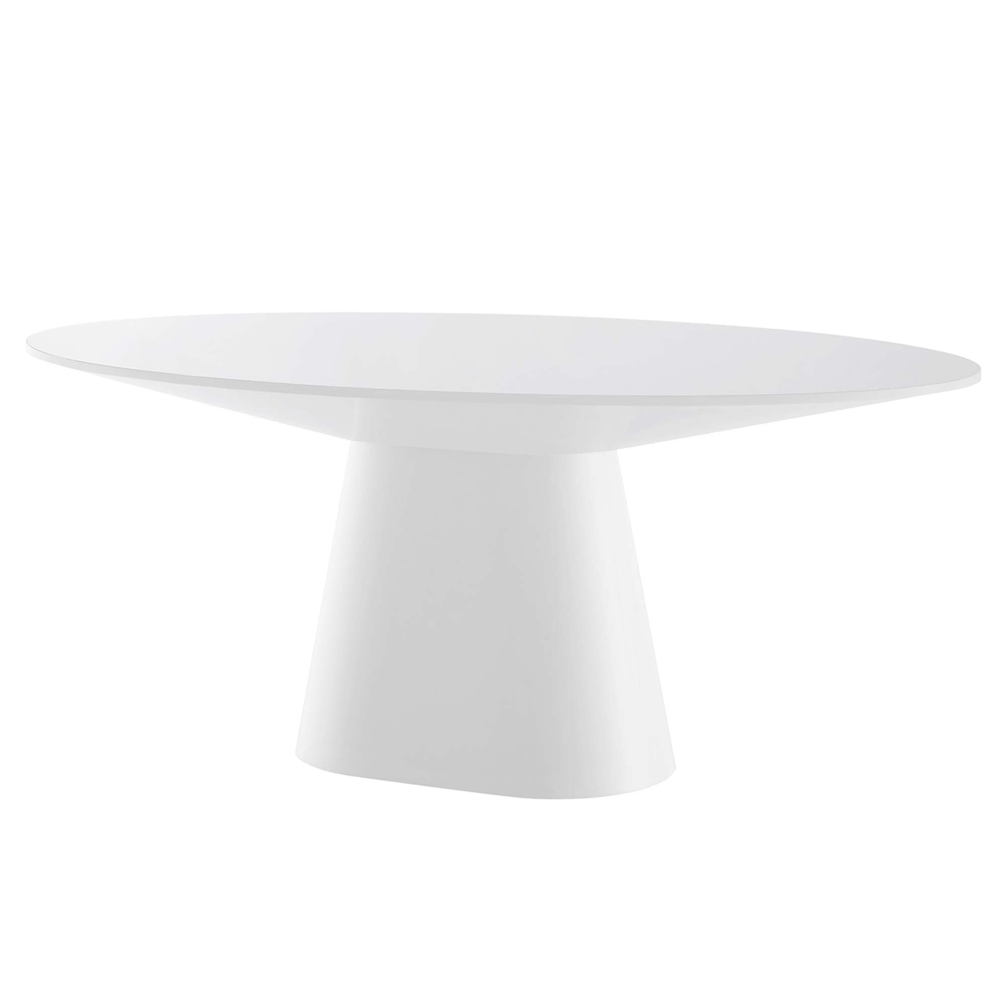 Provision 75 Inch Oval Dining Table with High Gloss White Finish
