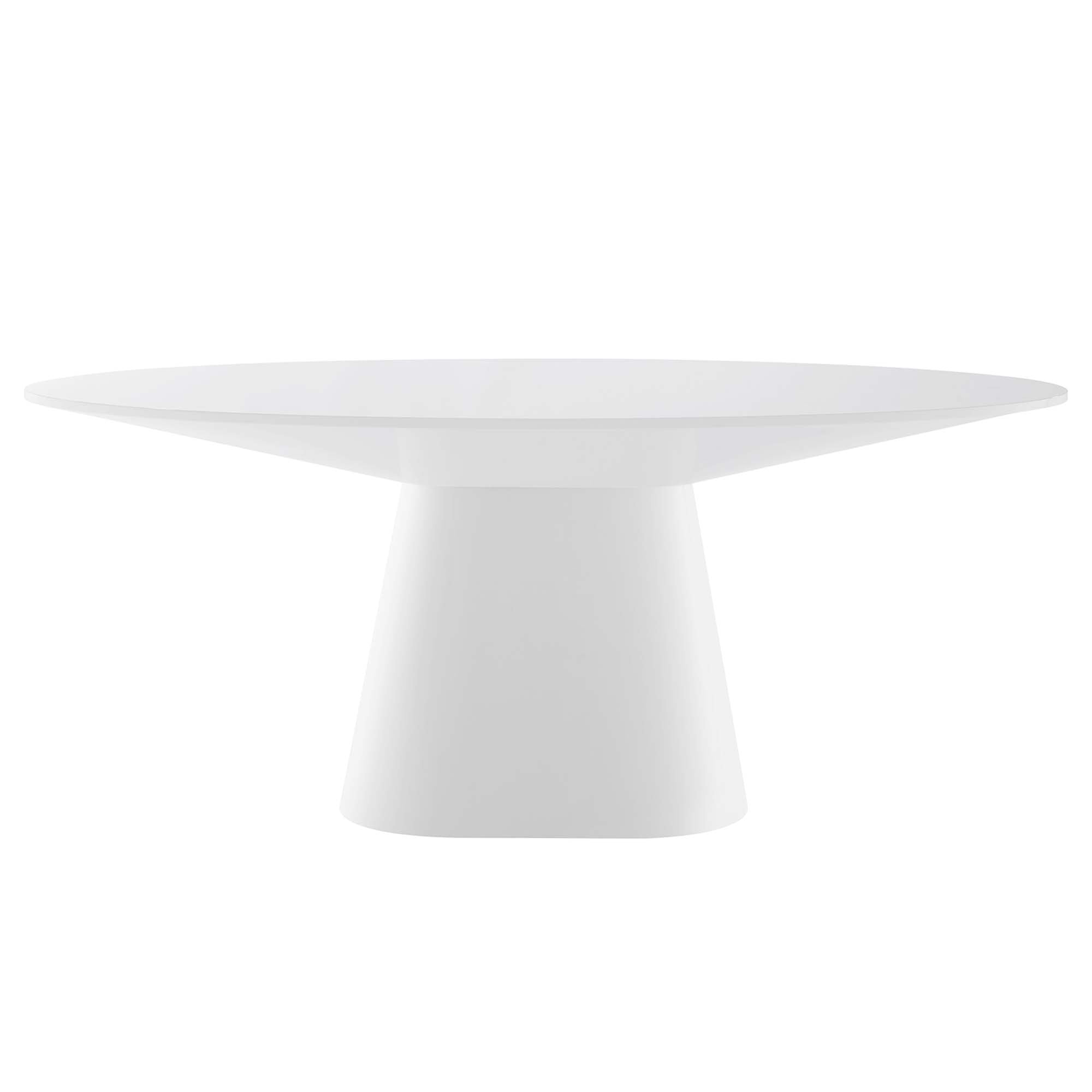 Provision 75 Inch Oval Dining Table with High Gloss White Finish