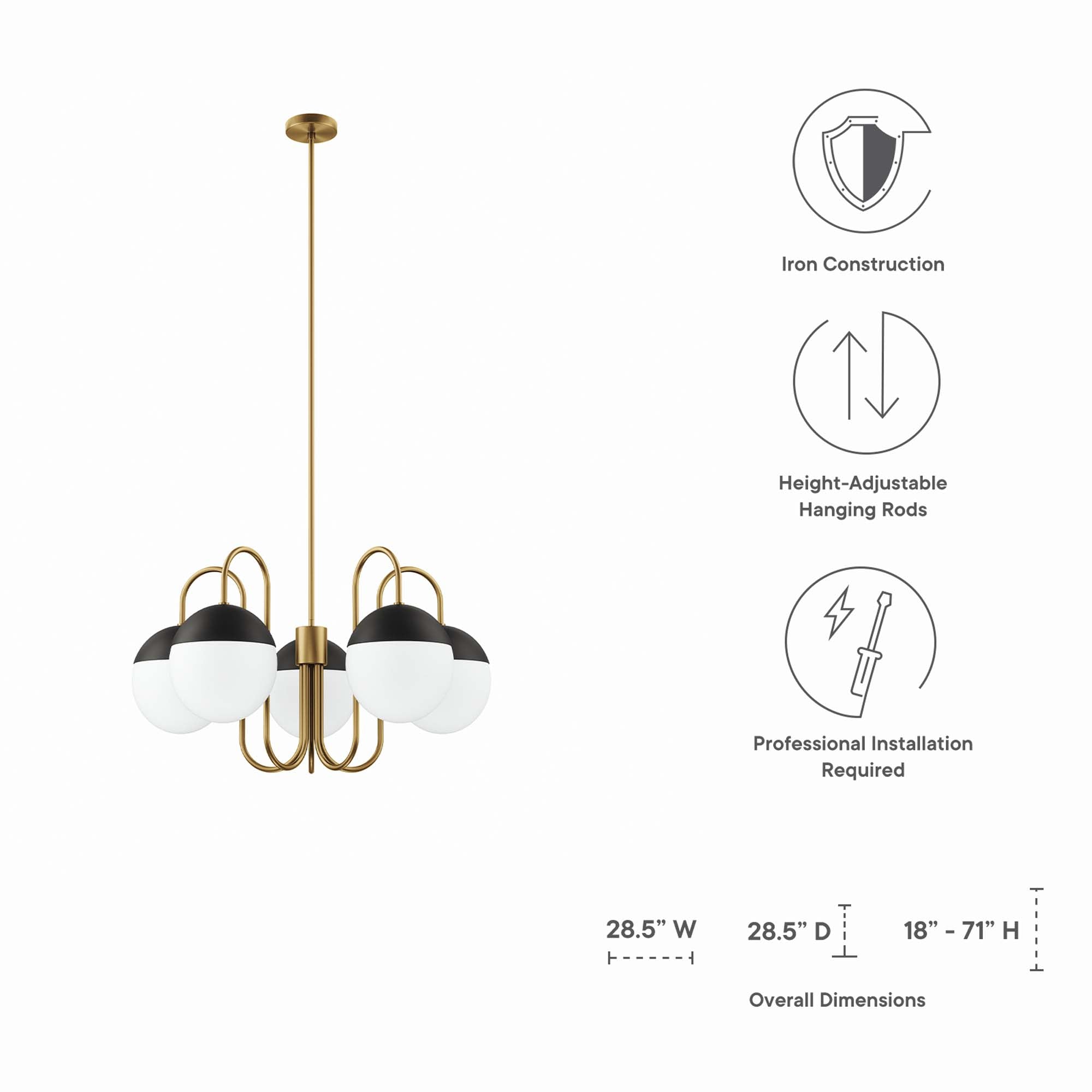 Stellar Five-Light Globe Chandelier with Frosted Shades