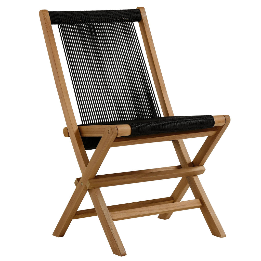 Vienna Teak Wood and Rope Outdoor Folding Chair Set of 4