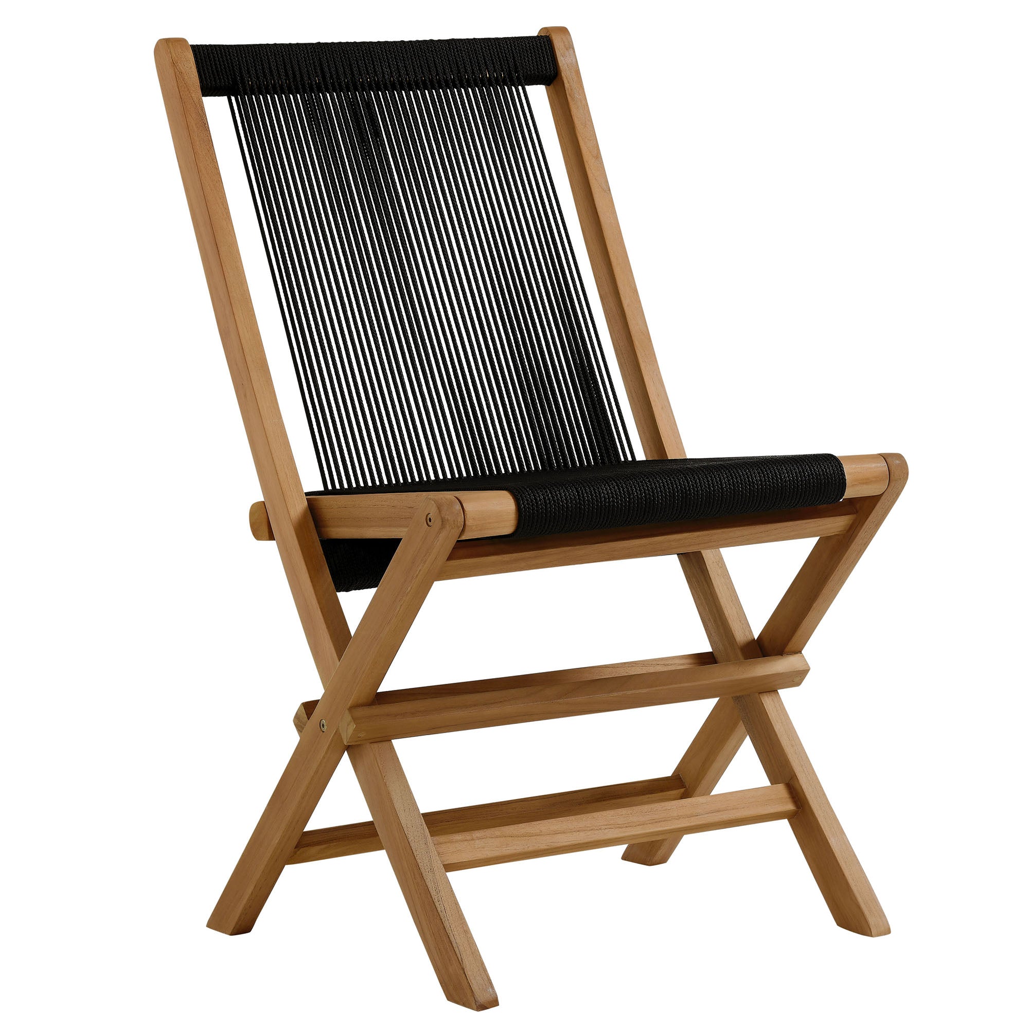Vienna Teak Wood and Rope Outdoor Folding Chair Set of 4