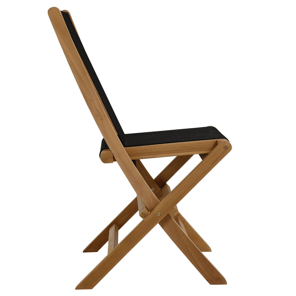 Vienna Teak Wood and Rope Outdoor Folding Chair Set of 4