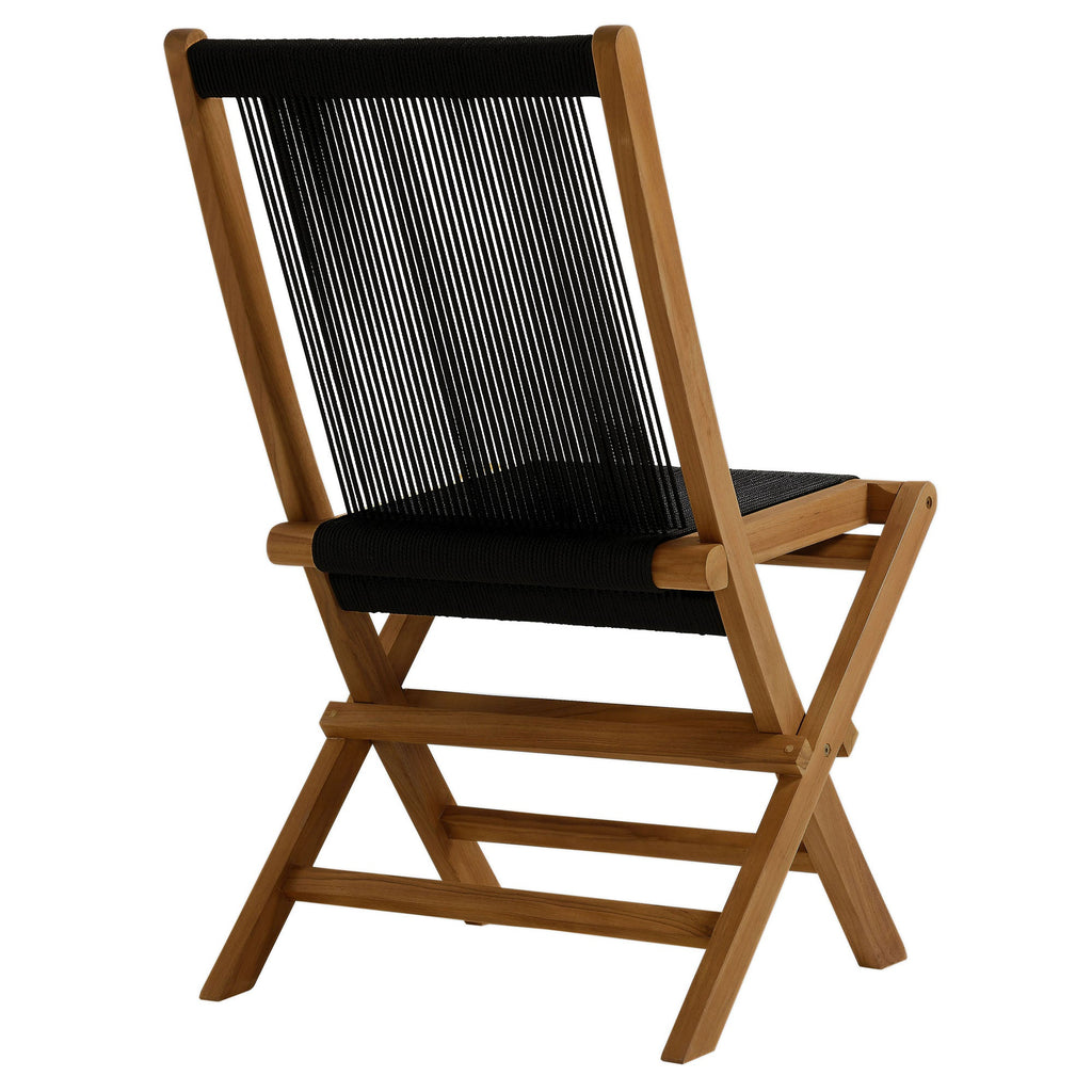 Vienna Teak Wood and Rope Outdoor Folding Chair Set of 4