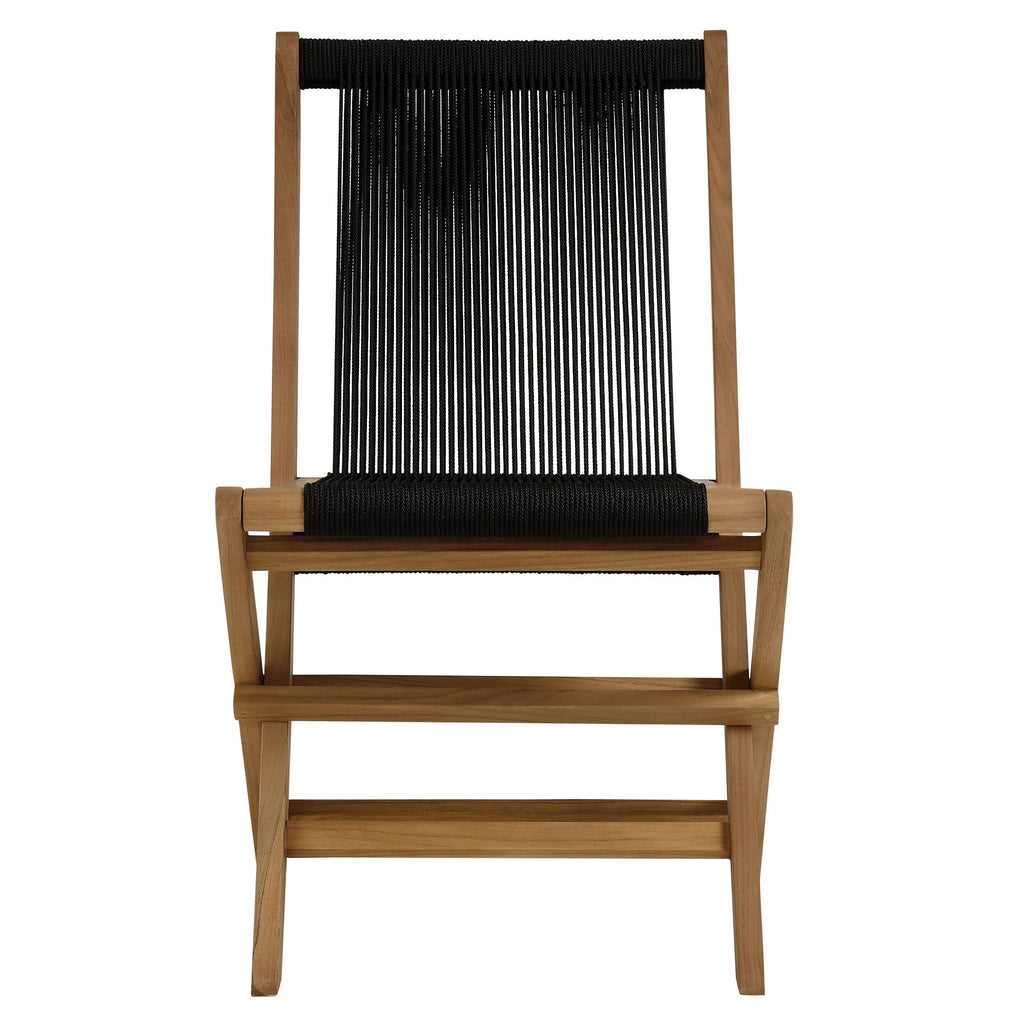 Vienna Teak Wood and Rope Outdoor Folding Chair Set of 4