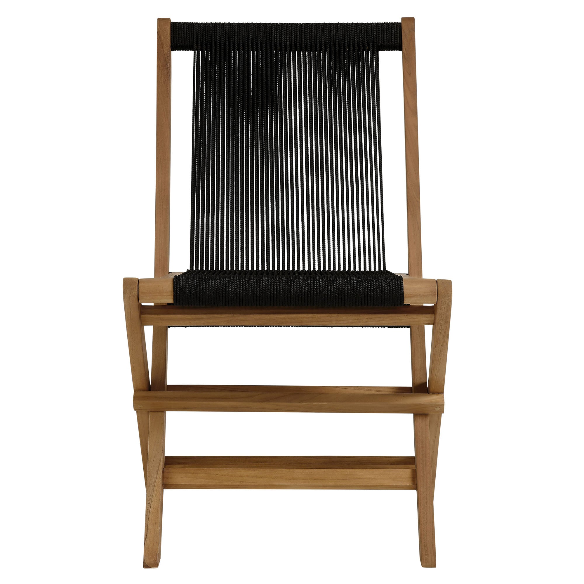 Vienna Teak Wood and Rope Outdoor Folding Chair Set of 4
