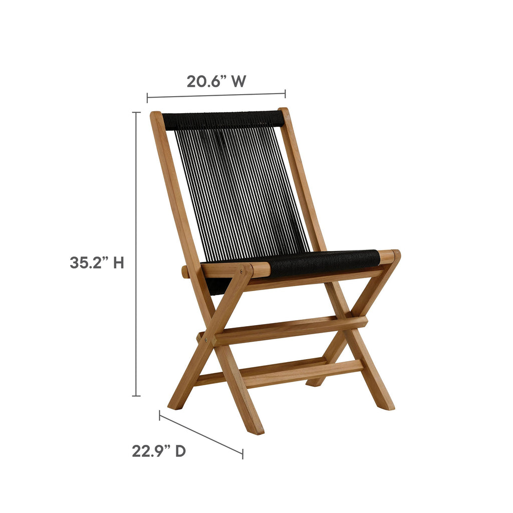 Vienna Teak Wood and Rope Outdoor Folding Chair Set of 4