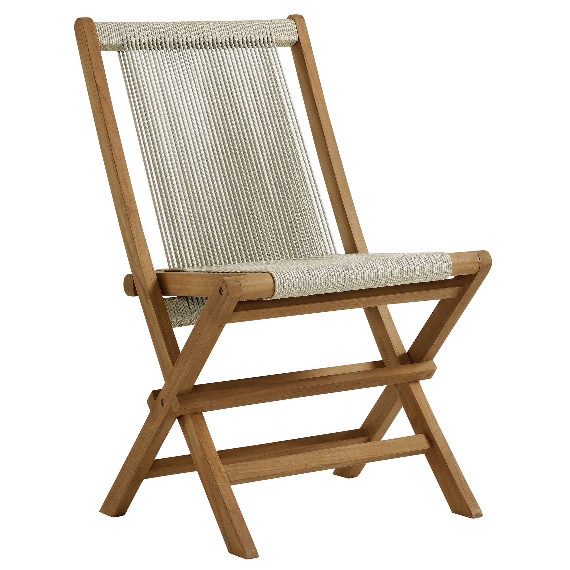 Vienna Teak Wood and Rope Outdoor Folding Chair Set of 4