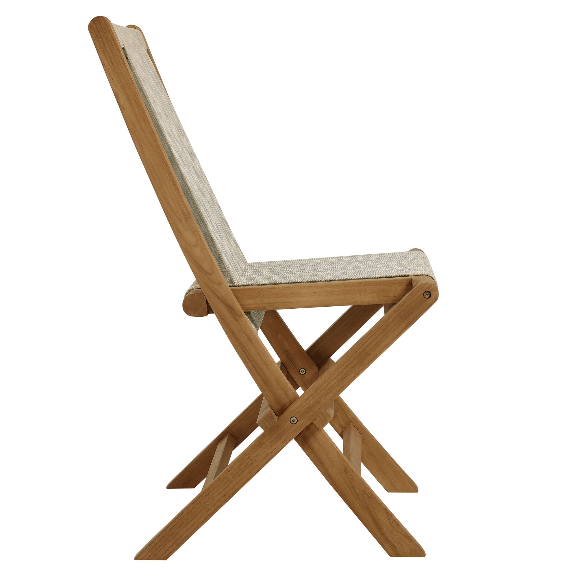 Vienna Teak Wood and Rope Outdoor Folding Chair Set of 4
