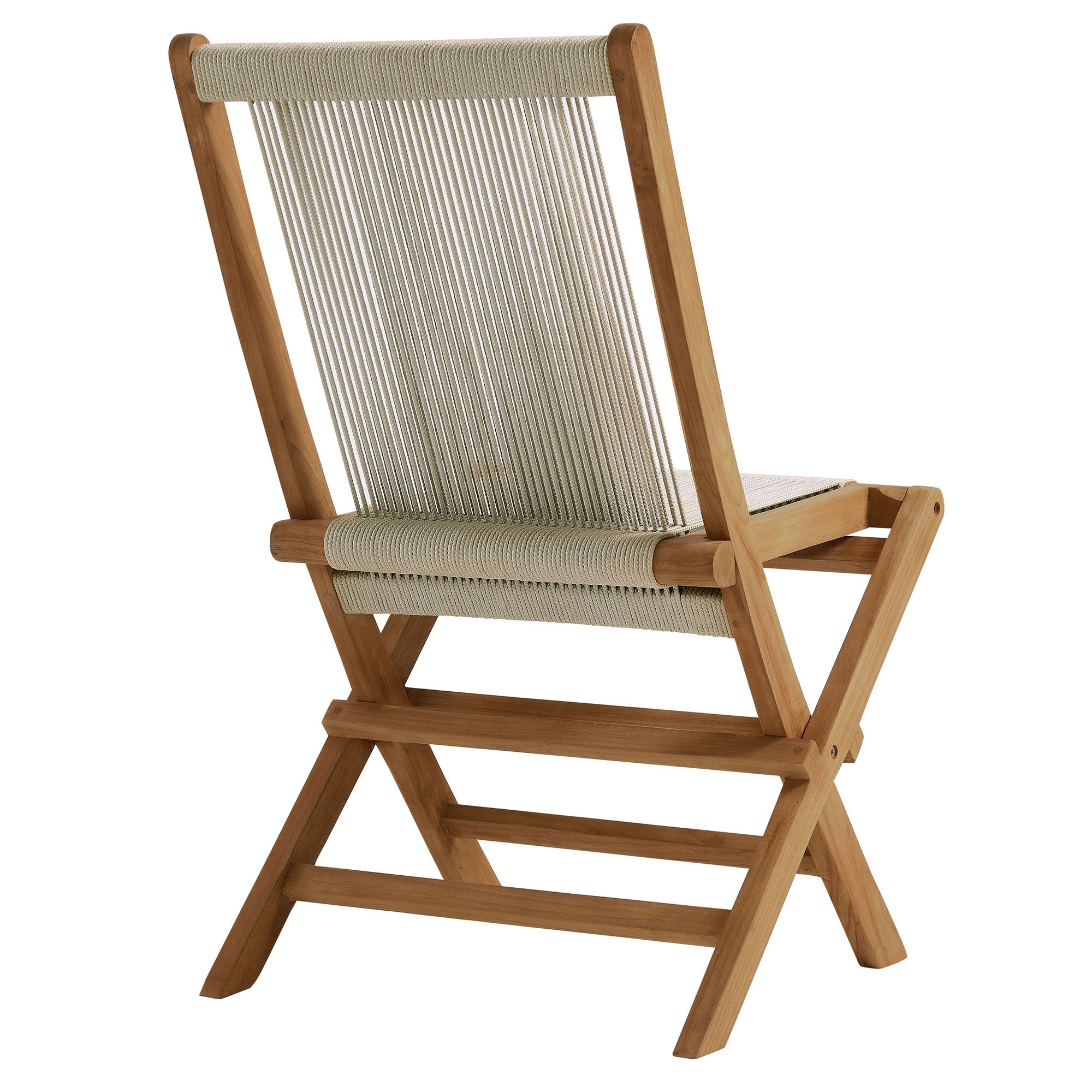 Vienna Teak Wood and Rope Outdoor Folding Chair Set of 4