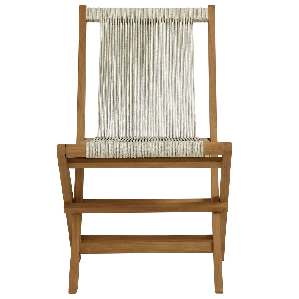 Vienna Teak Wood and Rope Outdoor Folding Chair Set of 4