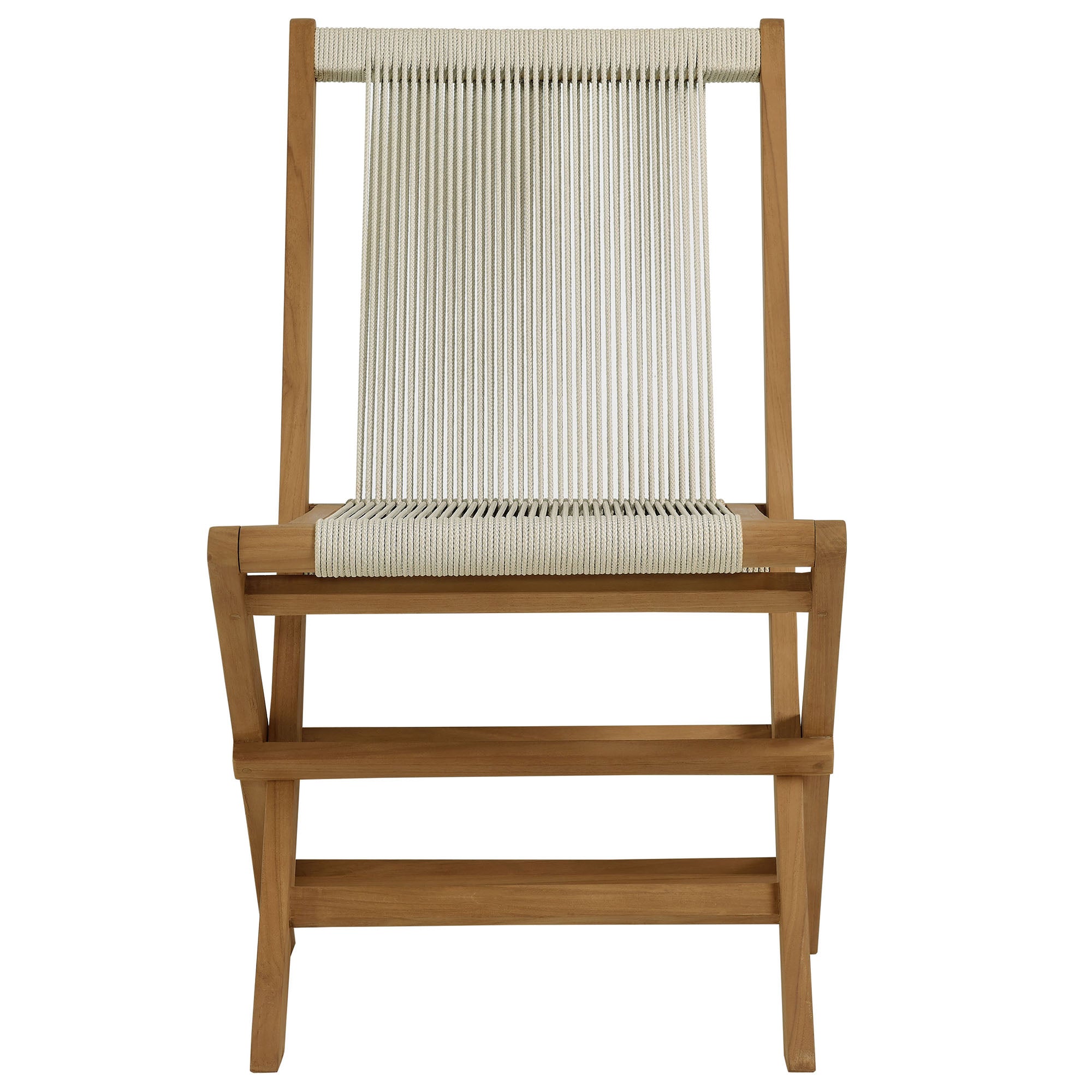 Vienna Teak Wood and Rope Outdoor Folding Chair Set of 4