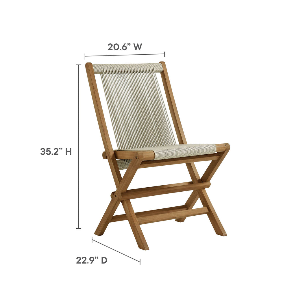 Vienna Teak Wood and Rope Outdoor Folding Chair Set of 4
