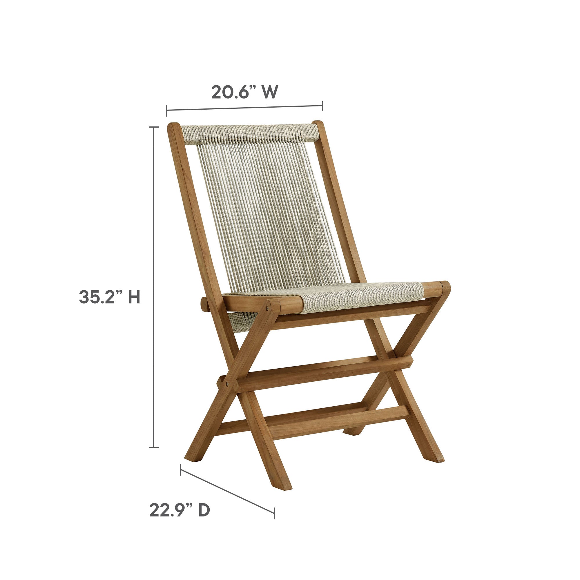 Vienna Teak Wood and Rope Outdoor Folding Chair Set of 4