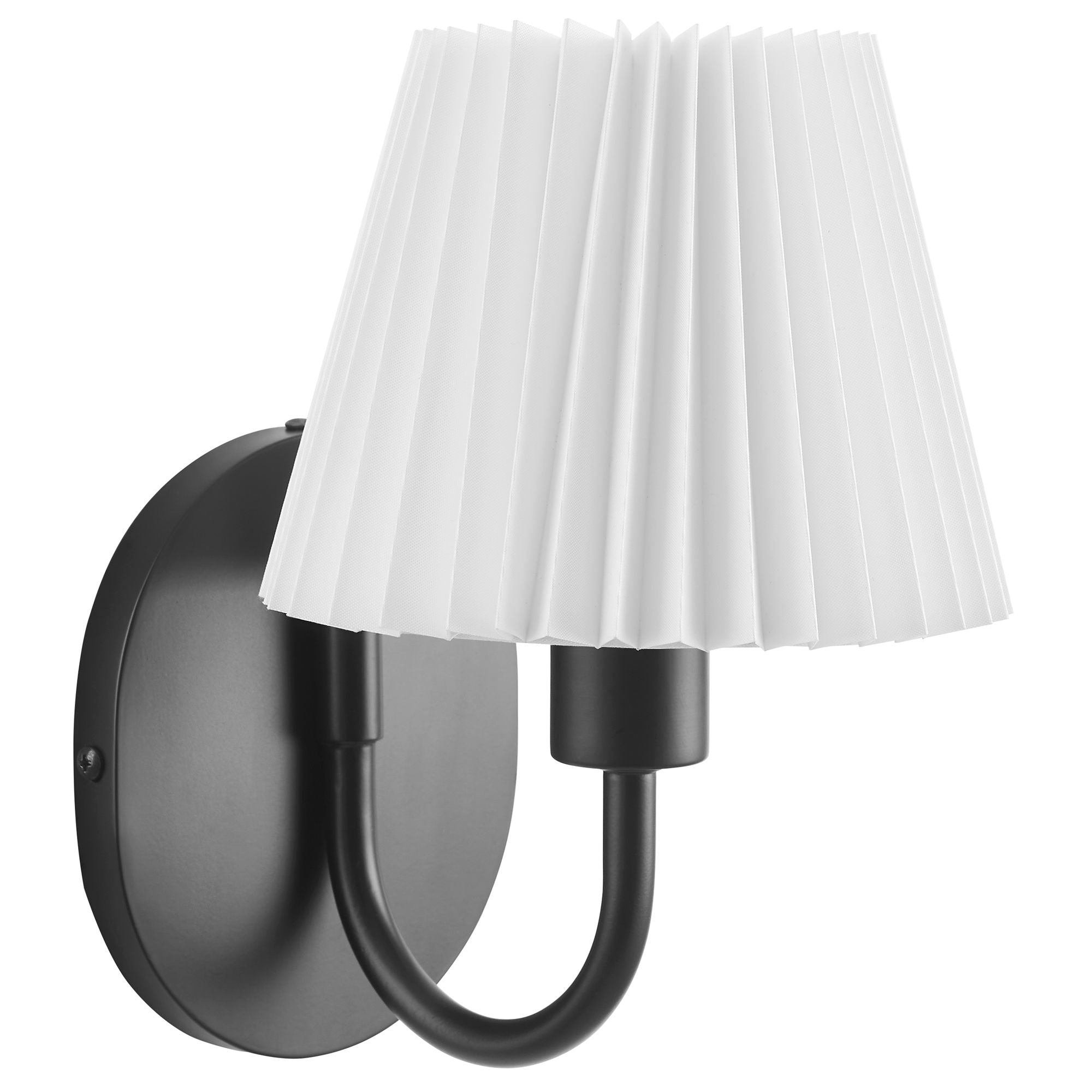 Wave Curved Wall Sconce with Pleated Fabric Shade