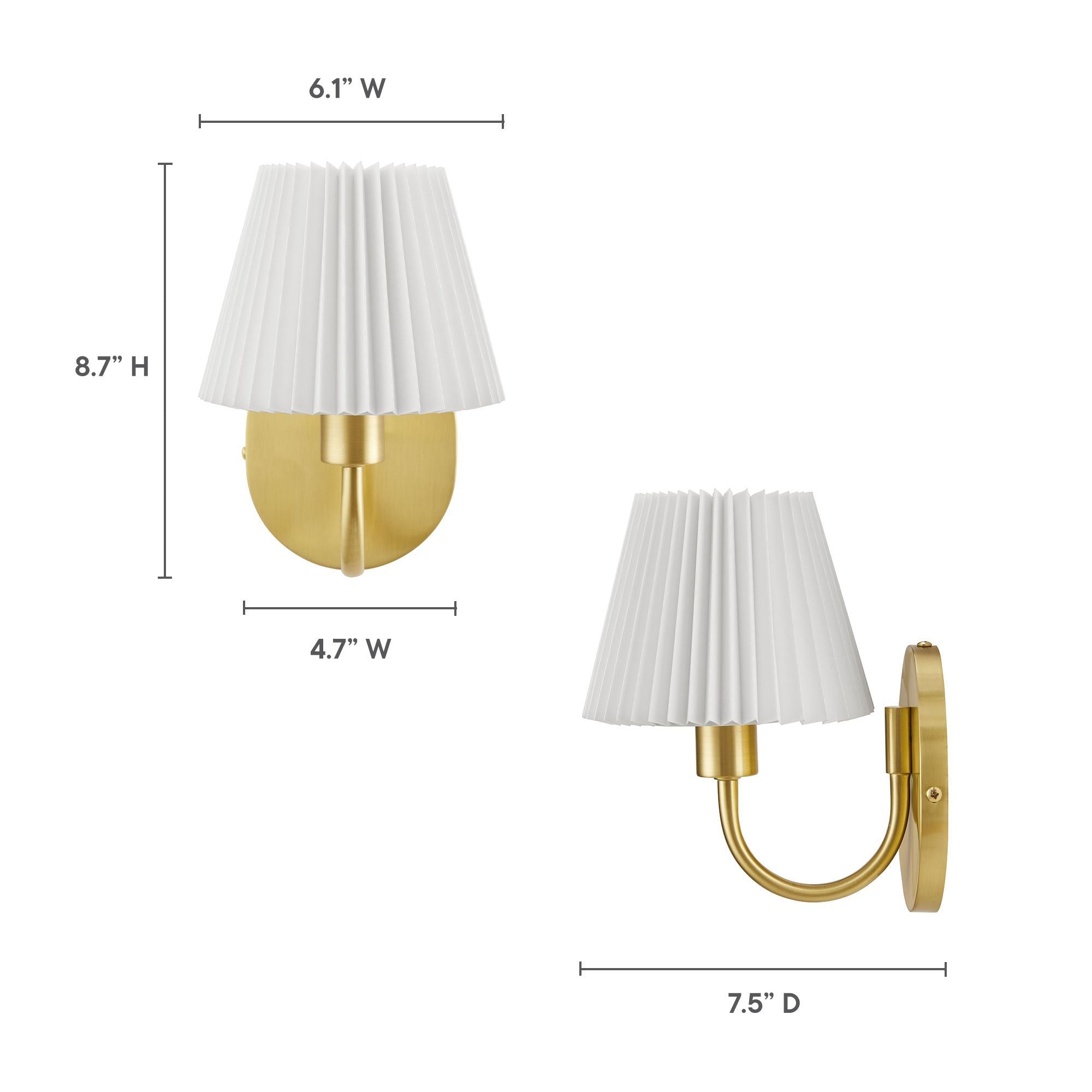 Wave Curved Wall Sconce with Pleated Fabric Shade