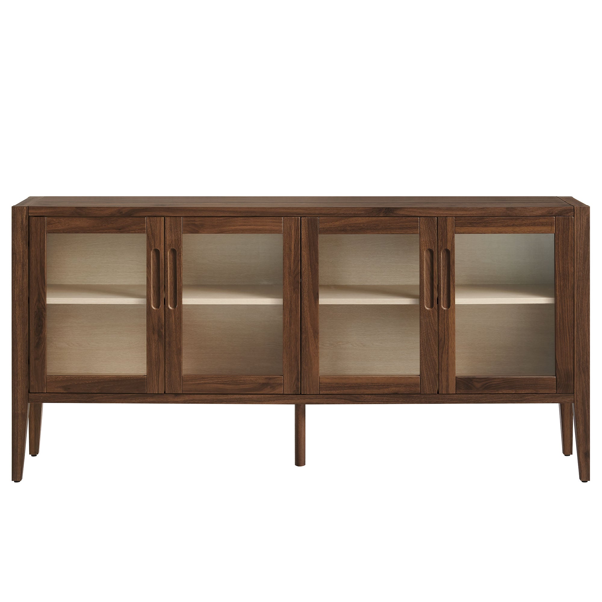 Nell 72 Inch Mid-Century Glass Door Sideboard with Adjustable Shelves