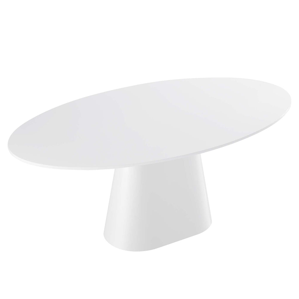 Provision 75 Inch Oval Dining Table with High Gloss White Finish