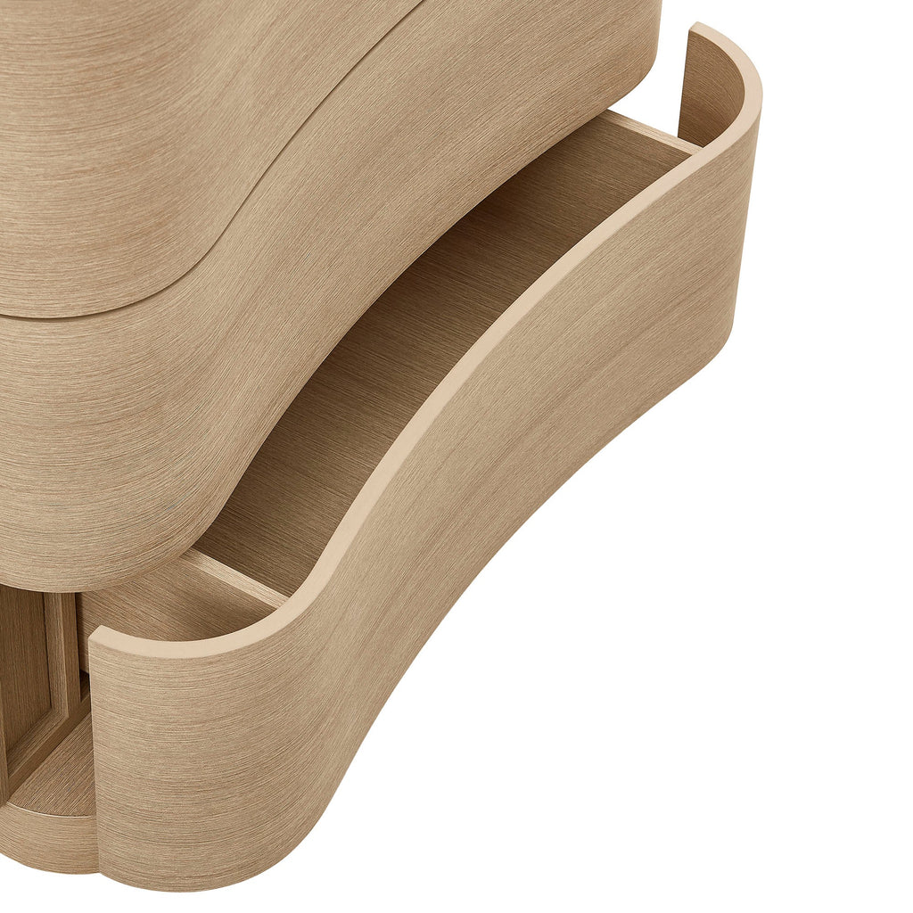 Mirae Curved Five-Drawer Tall Dresser in Brushed Brown Oak
