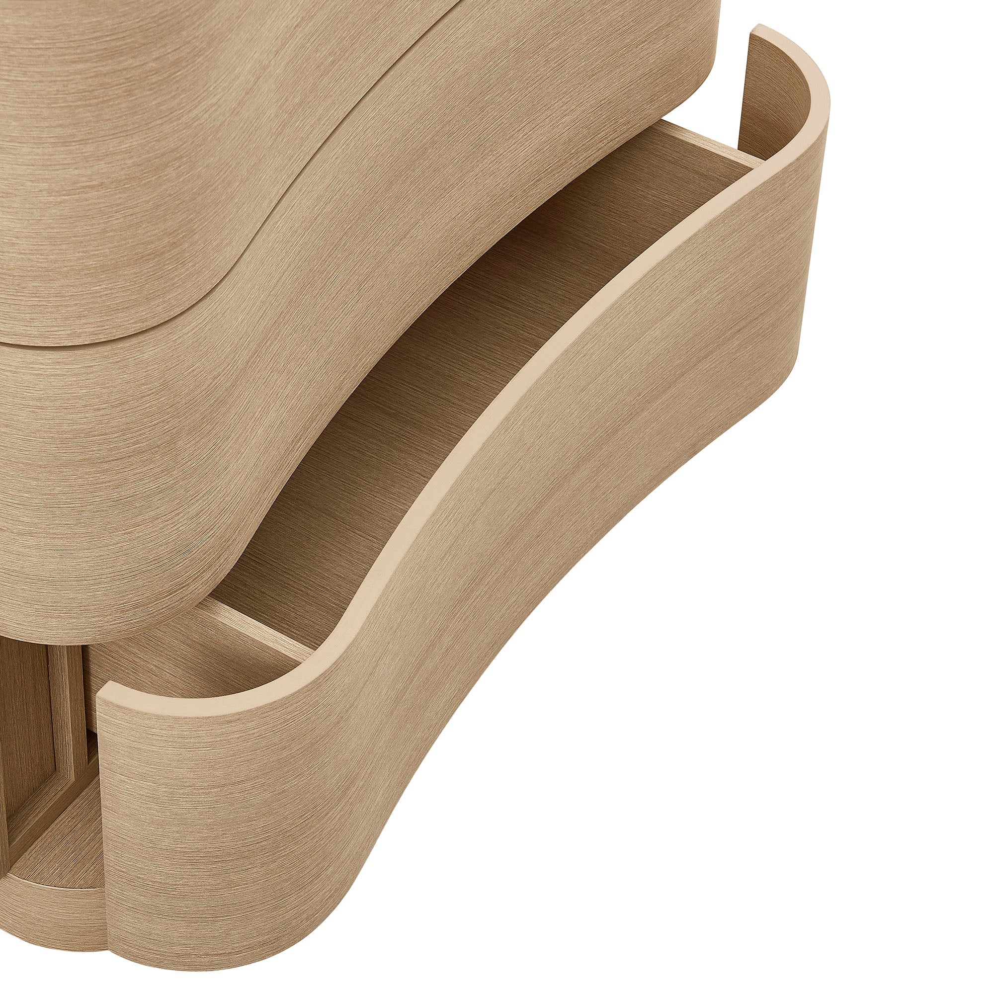 Mirae Curved Five-Drawer Tall Dresser in Brushed Brown Oak