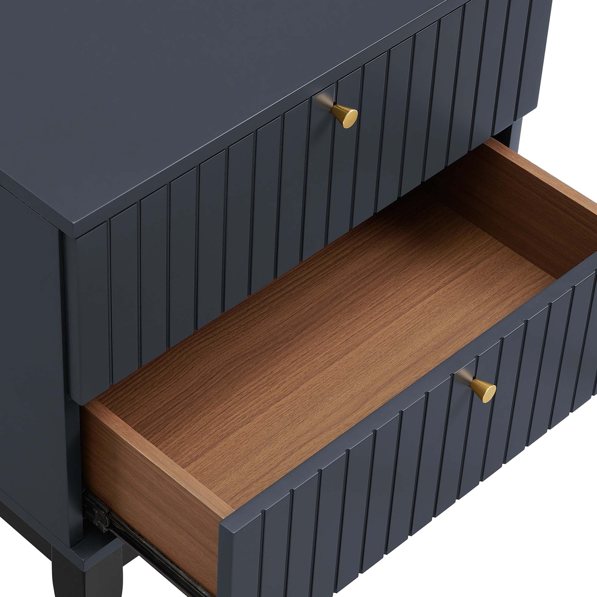 Dakota Two-Drawer Nightstand with Brass Hardware in Blue