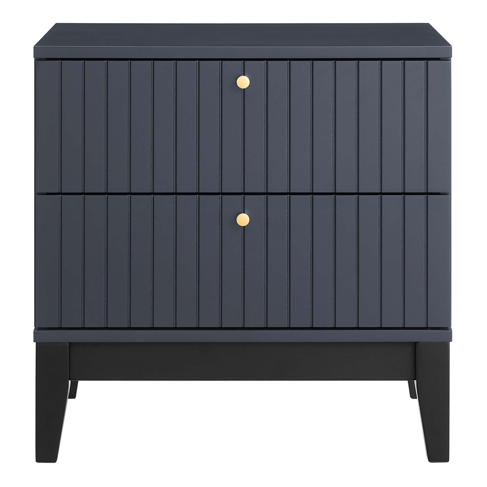 Dakota Two-Drawer Nightstand with Brass Hardware in Blue