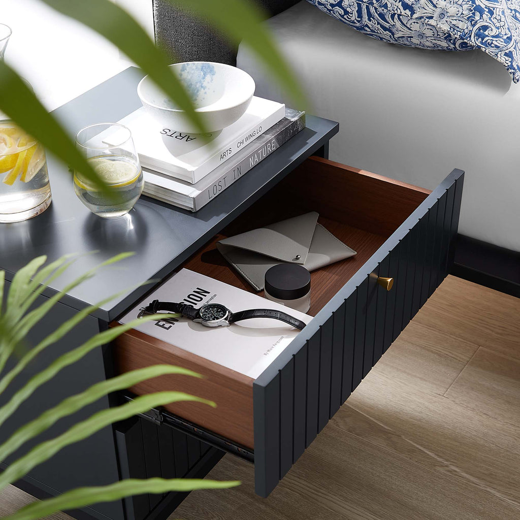 Dakota Two-Drawer Nightstand with Brass Hardware in Blue