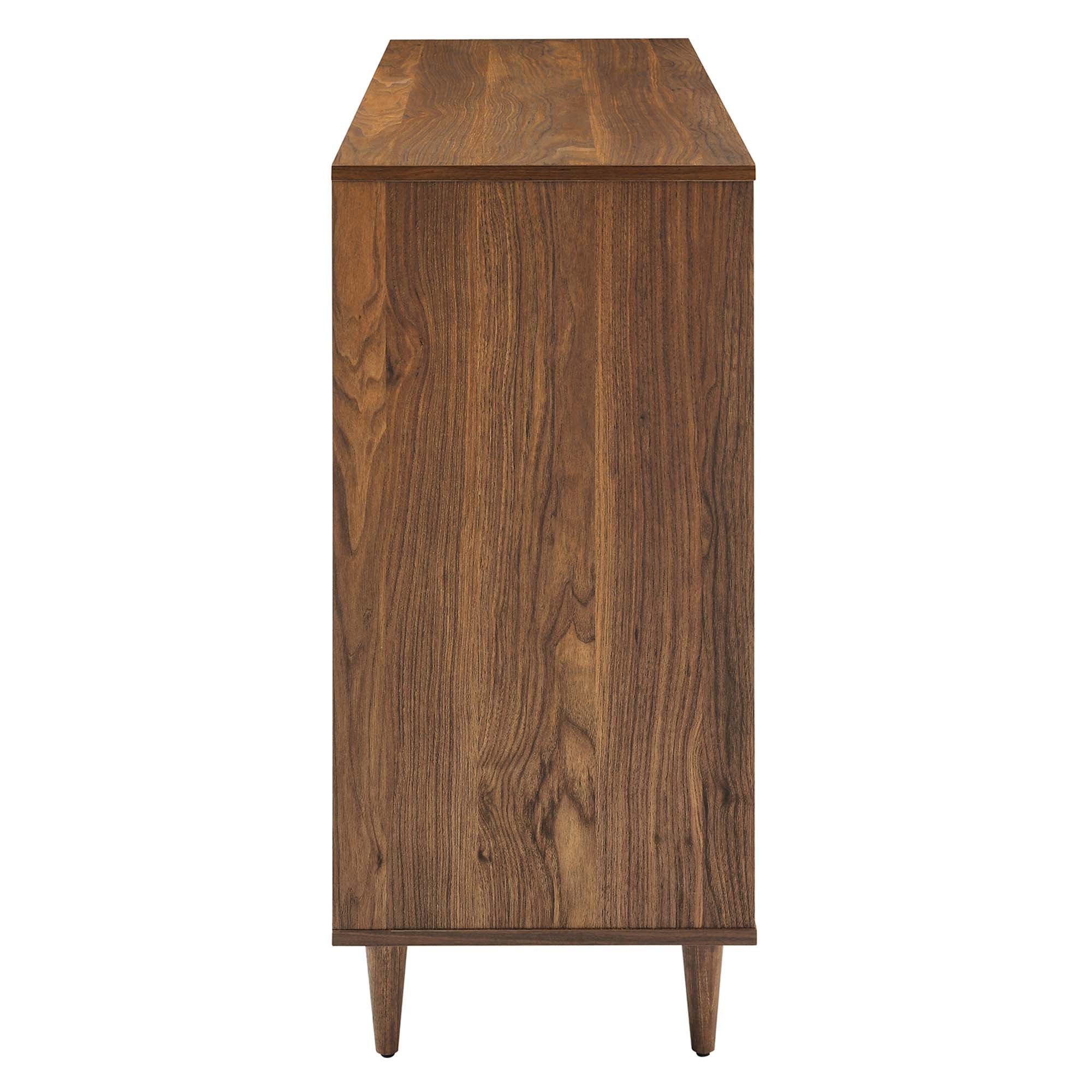 Vespera Wave-Design Six-Drawer Dresser in Walnut