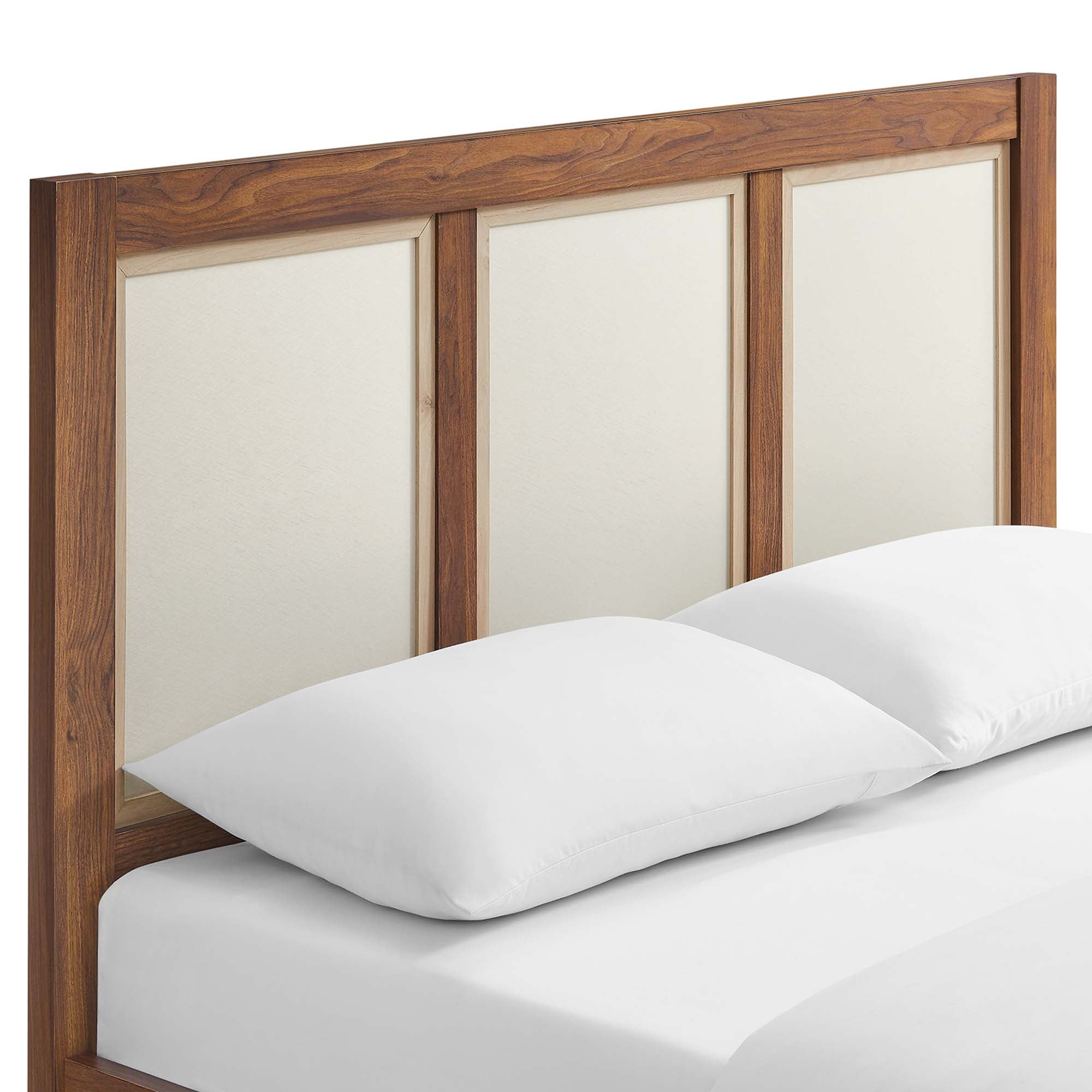 Capri Mid-Century Queen Platform Bed with Wood Grain Headboard